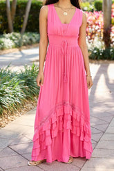Pink Sleeveless Maxi Dress