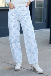 Floral Barrel Leg Jeans
