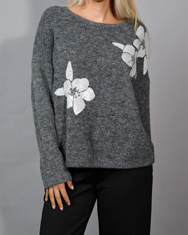 Floral Sequins-Embellished Top